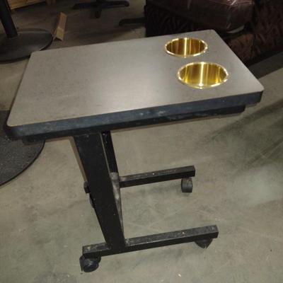 Pair of Mobile Side Tables with Cup Holders