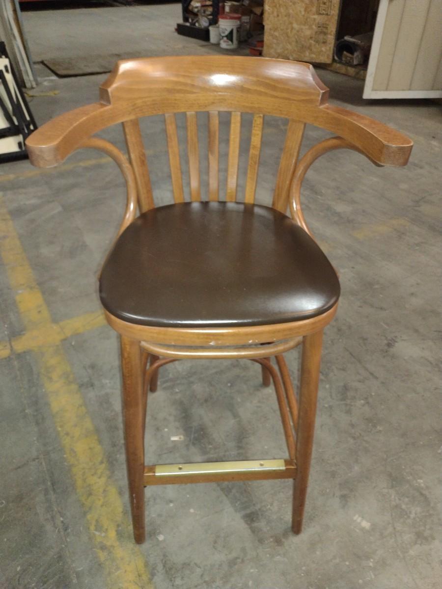 Set of 4 GAR Commercial Quality Wood Finish Bar Stools