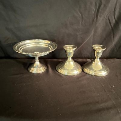 Sterling Silver  Candleholders & Footed Dish (K-MG)