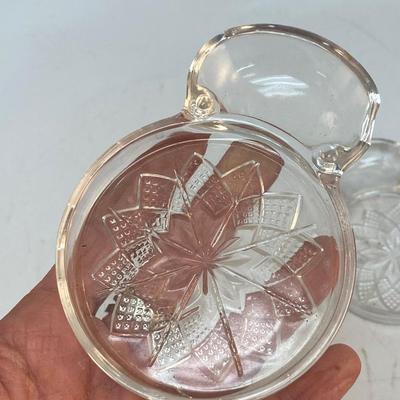 Set of 2 Vintage Pressed Glass Coaster Saucer with Spoon Rest