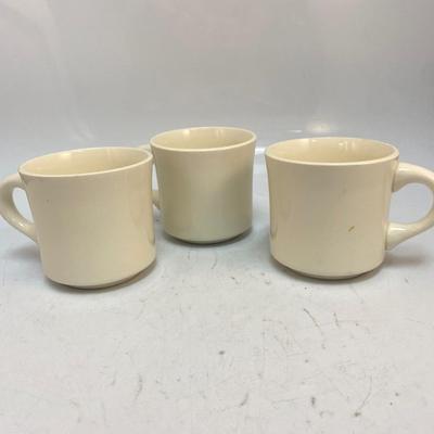 Set of 3 Vintage White USA Pottery Diner Style Coffee Cup Mug