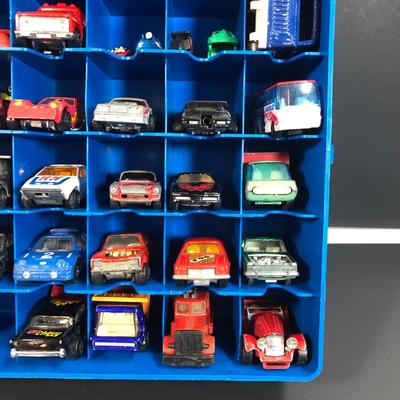 LOT 102M: Mattel Hot Wheels 48 Car Carry Case w/ Collection of Hot Wheels & Matchbox Cars