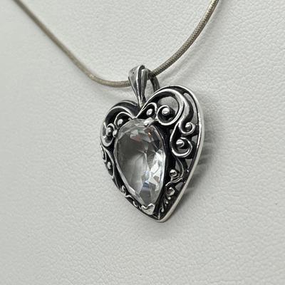 LOT 202: Sterling Silver Heart Pendant on 20