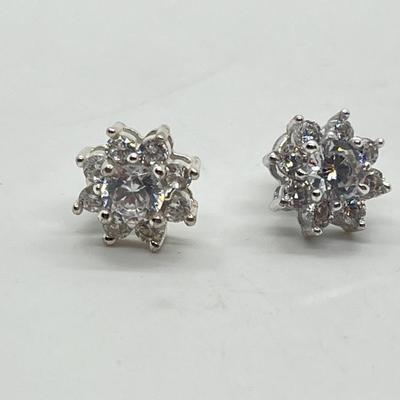 LOT 205: CZ Sterling Silver Post Earrings