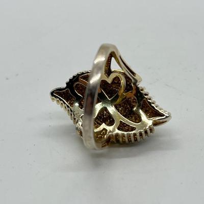 LOT 207: Sterling Silver Size 7.5 Ring with diamond chips