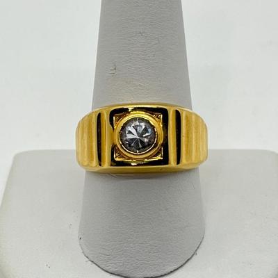 LOT 210: 18K HGE (Gold Plated) Size 10 CZ Men's Ring