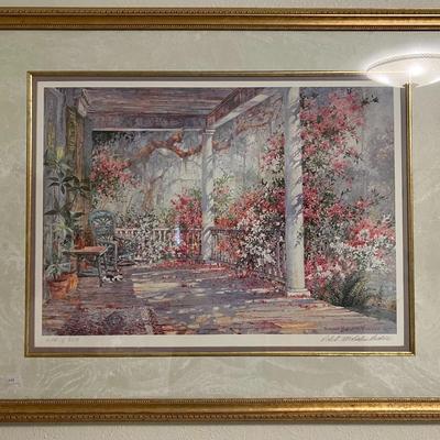 Framed Plantation Porch Scene Art Piece