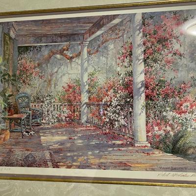 Framed Plantation Porch Scene Art Piece