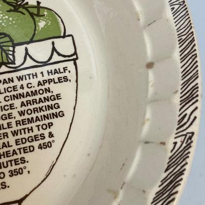 Vintage Ceramic Apple Pie Recipe Pie Plate