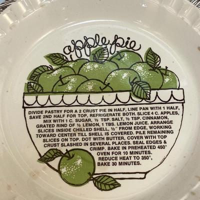 Vintage Ceramic Apple Pie Recipe Pie Plate