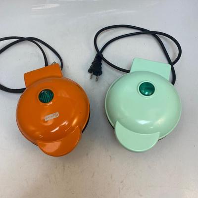 Pair of Mini Waffle Makers Regular Pumpkin Shaped