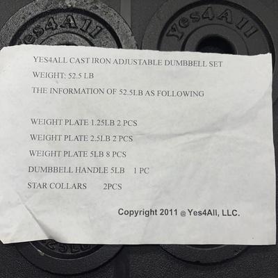 1920 Cast Iron Dumbbell Total Weight 52.5lbs Brand â€œYes4Allâ€ New In-Box