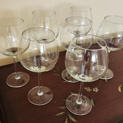 Lot #135  Lot of 7 Large Pour Crystal Wine Glasses