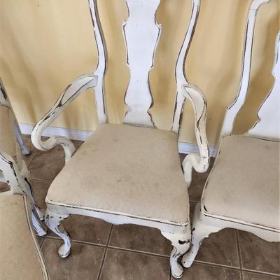 Lot #138  Set of 6 Chalk Painted/Distressed Dining Room Chairs