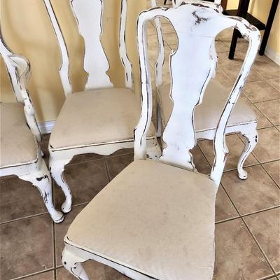 Lot #138  Set of 6 Chalk Painted/Distressed Dining Room Chairs