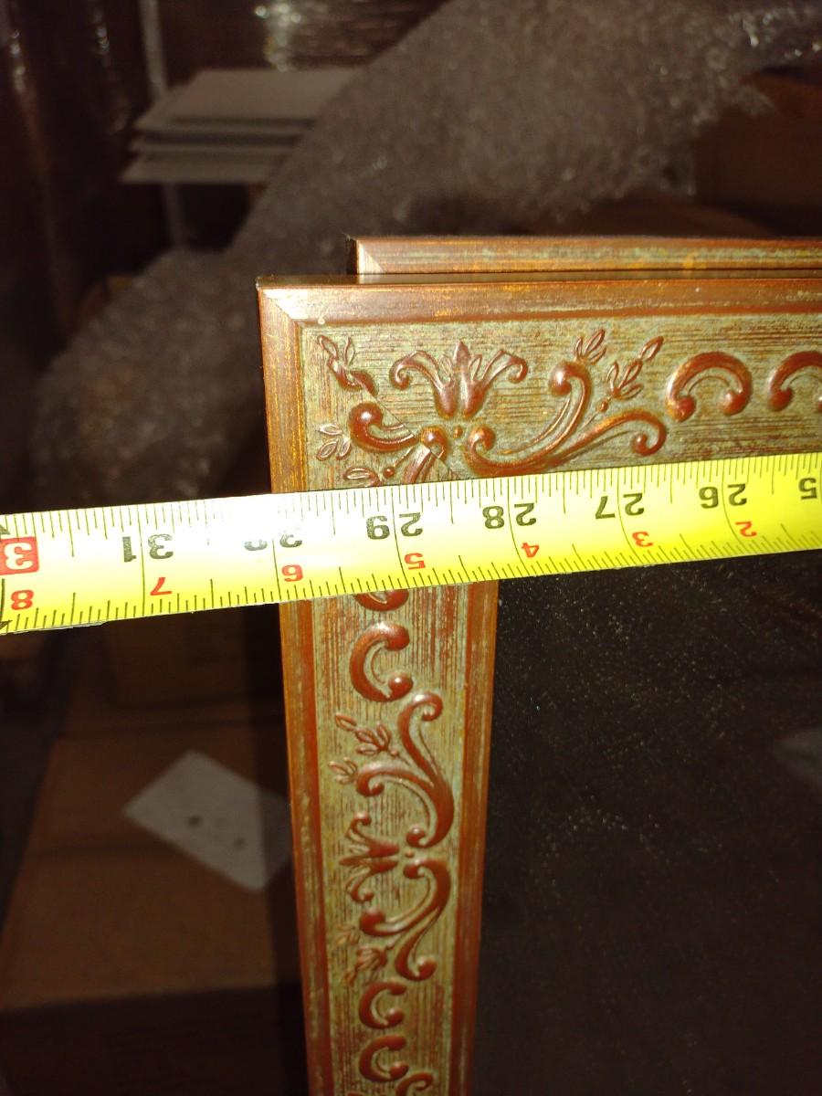 Large Beveled Glass Wall Mirror Brown with Antique Green Frame