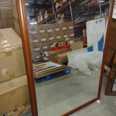 Large Beveled Glass Wall Mirror Brown Frame