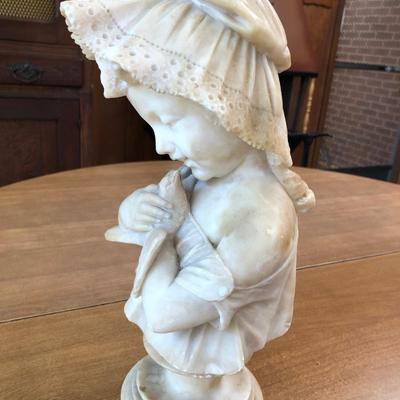 Girl holding bird Alabaster bust