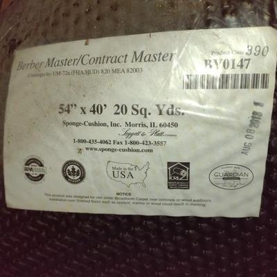 Berber Master/Contract Master Carpet Underlayment New in Pack 20 sq. yds.