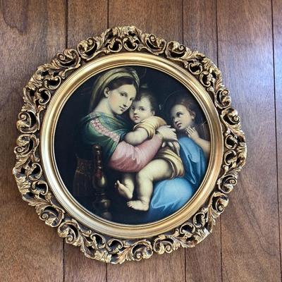 Gilded gold on wooden frame with mother and child