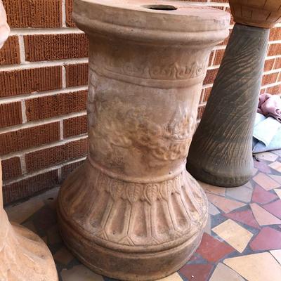 2 terracotta pedestal bases