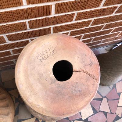 2 terracotta pedestal bases