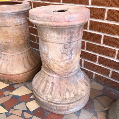 2 terracotta pedestal bases