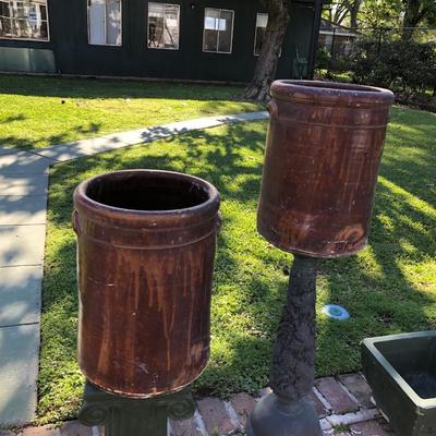 Two 8 gallon brown pots