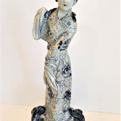 Lot #149  Decorative Contemporary Geisha Statue - Blue/White