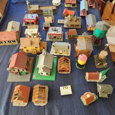 Large Lot Plastic Model Train Village Buildings