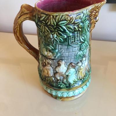 Antique French majolica pitcher