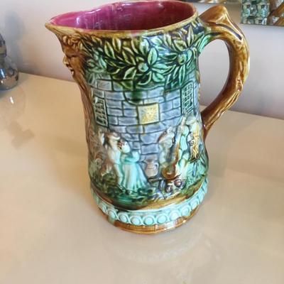 Antique French majolica pitcher