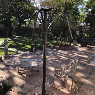 Large wrought iron 8 arm hanging plant holder