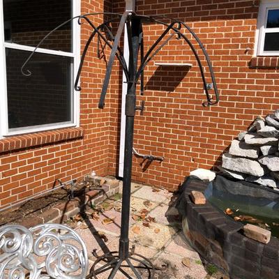 Large wrought iron 8 arm hanging plant holder