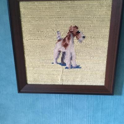 Framed dog needlepoint