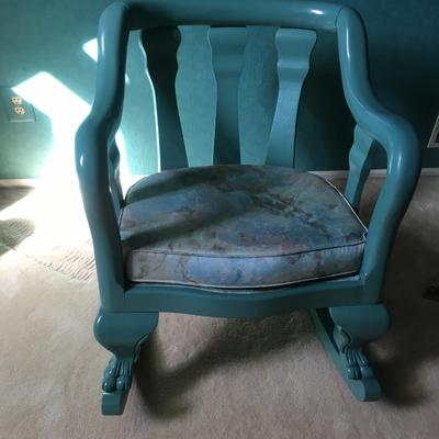 80's lacquered rocking chair with cushion seat