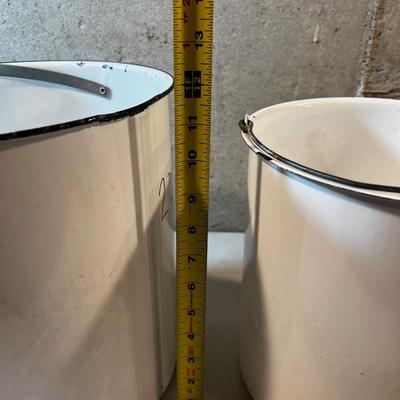 2 Enamel Pails WHITE 