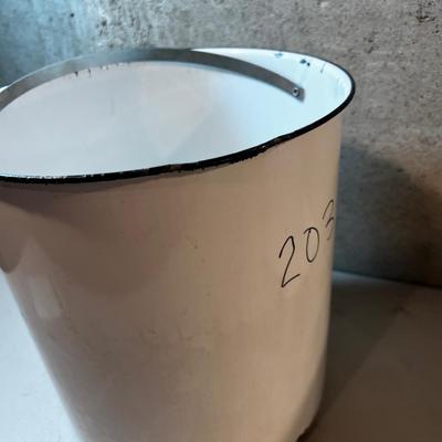 2 Enamel Pails WHITE 