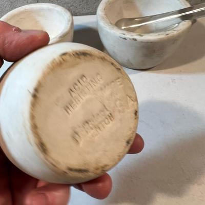 3 Mortar Ceramic and 1 Pestle Glass 