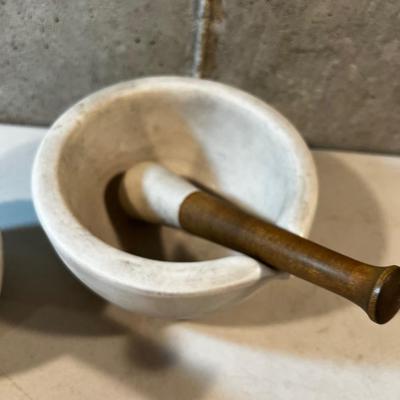 2 Larger Ceramic Mortar & Pestle 