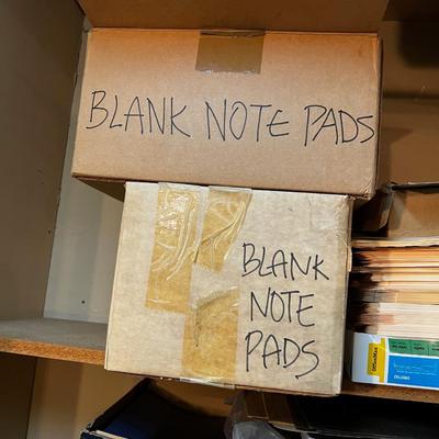 2 Shelves of legal Pads, File Folders, Clips Boards etc.