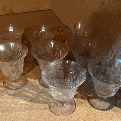 Etched Glass Sherbet or Cordials 