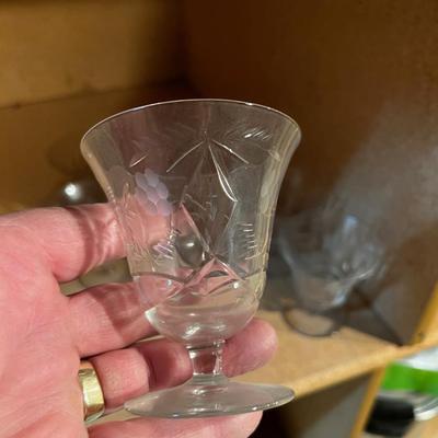 Etched Glass Sherbet or Cordials 