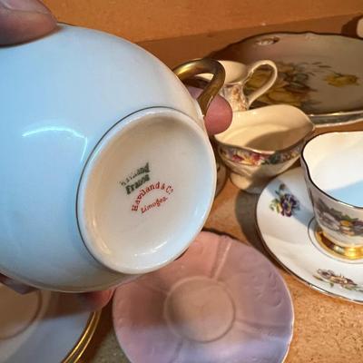 Shelf full of Mixed China; Tea cup, Cream & Sugar Plates etc.