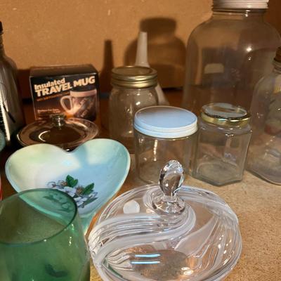 Mixed lot of Glass, Jars, Travel Mugs and Vase