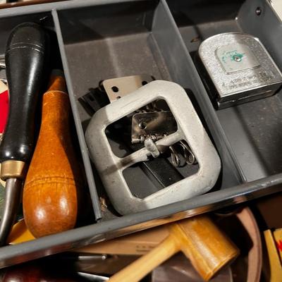 Leather Working Tools and Tool Box 