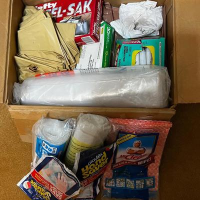 Box of Garbage bags and Plastic Sheeting