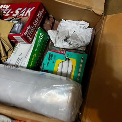 Box of Garbage bags and Plastic Sheeting