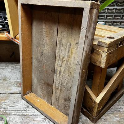 Wood Step Stool and a flat Crate