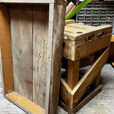 Wood Step Stool and a flat Crate